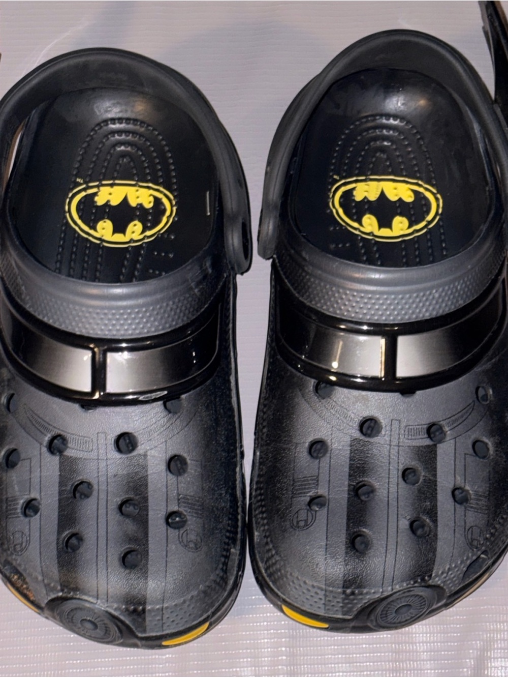 CROCS Black Slip-On Clogs with Yellow Batman Logo